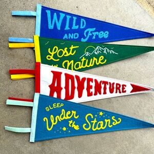 4 Target Felt Pennants Adventure, Nature, Wild and Free Under The Stars